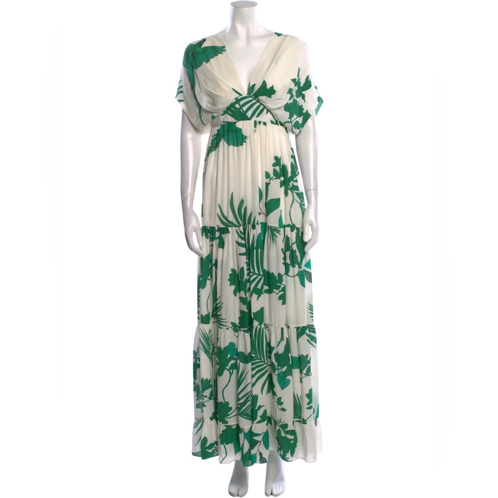 NWT Johanna Ortiz Silk Green Floral Maxi Dress - Size 8